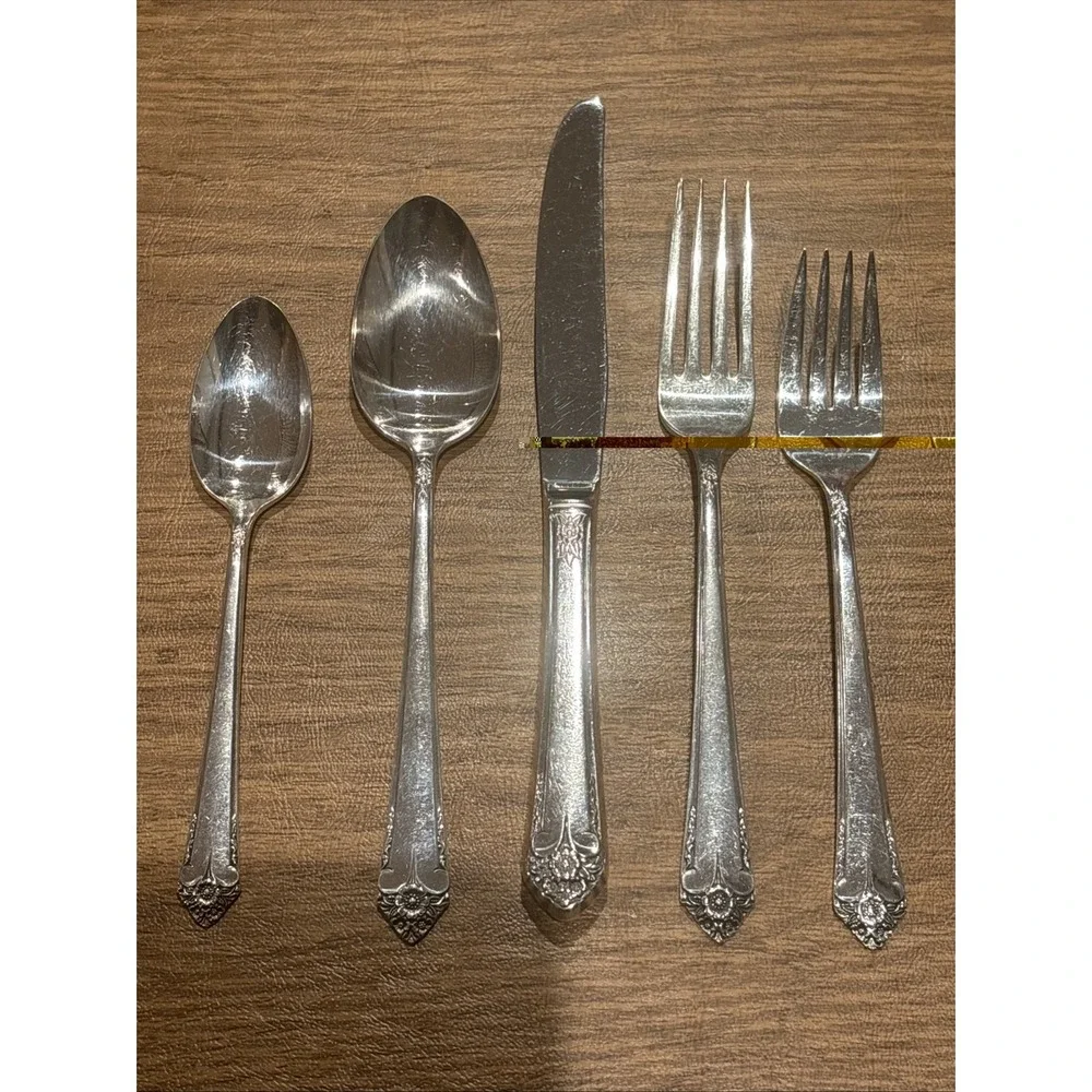 Rogers Bro STARLITE Pattern Reinforced Plate IS Flatware 1950's - 64 Pcs.